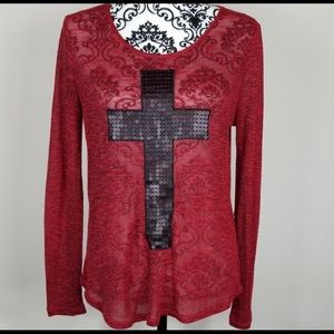 Cato Women Long Sleeve Red Cross Blouse Size22/24W